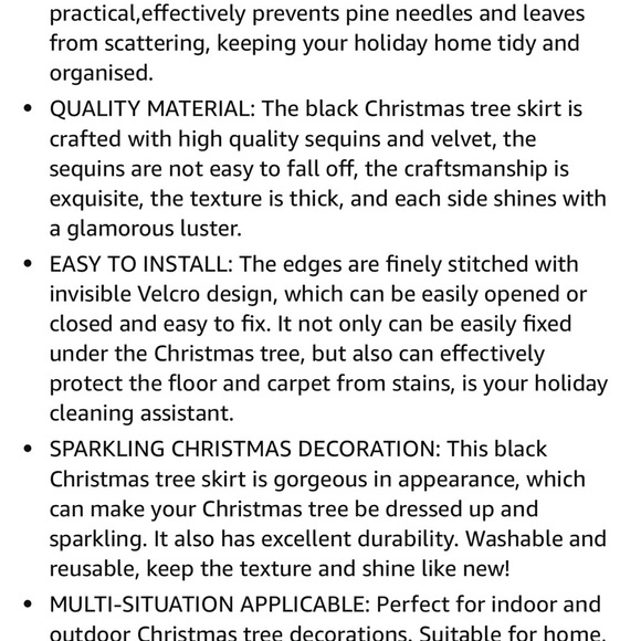 Black Sequin Holiday Tree Skirt - Picture 5 of 5